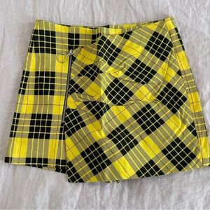 Zara Yellow and Black Check Skort NWOT
